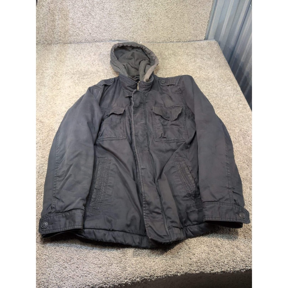 American Eagle Mens XXL Hooded Field Jacket Charcoal Gray Military Utility Coat